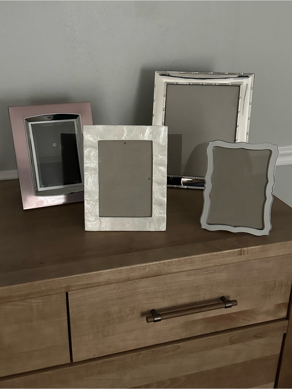 Lot of 4 Decorative Tabletop Picture Frames Mixed Metals & Textures